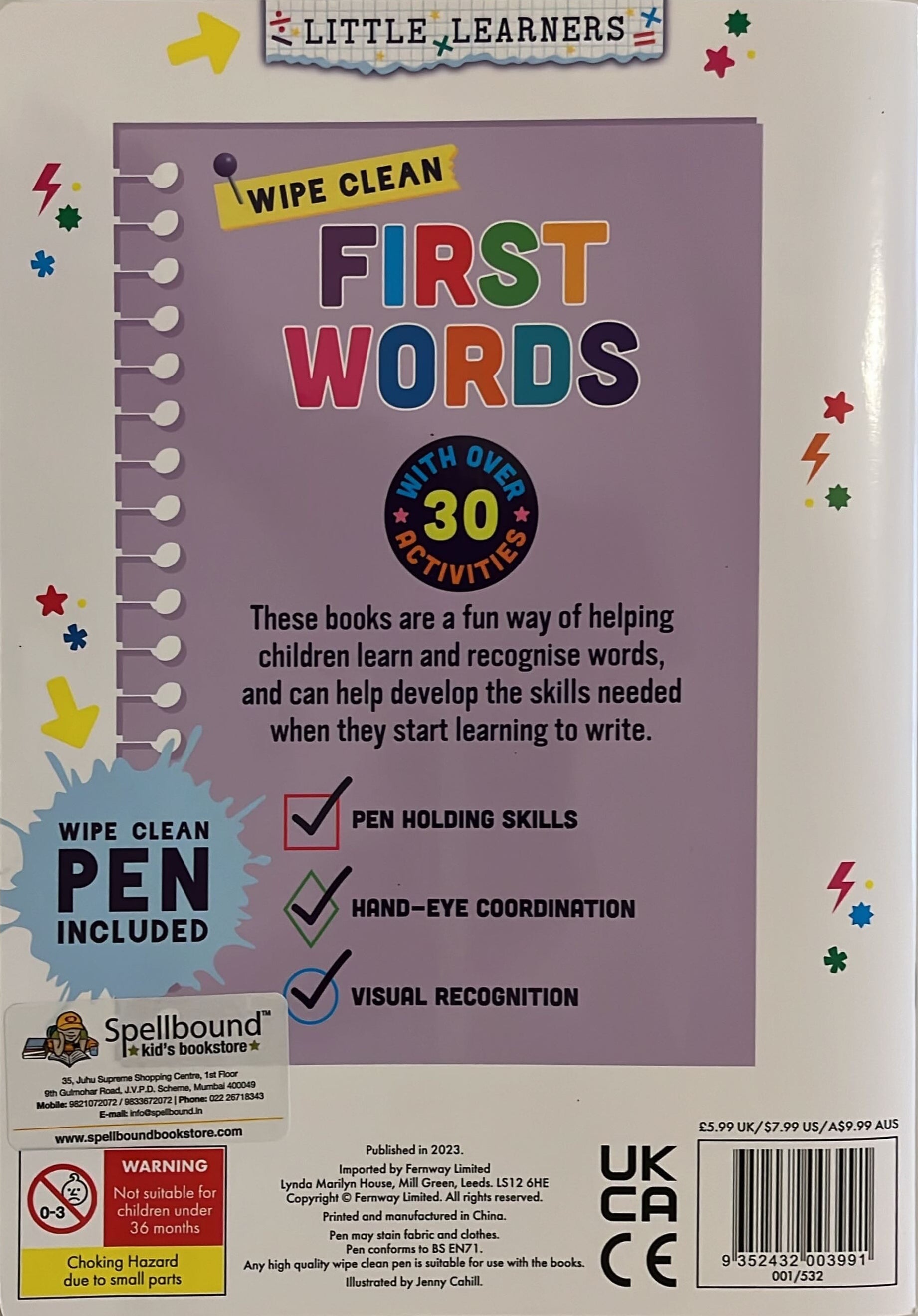 Little Learners First Words - Wipe Clean Activity Book — Spellbound ...