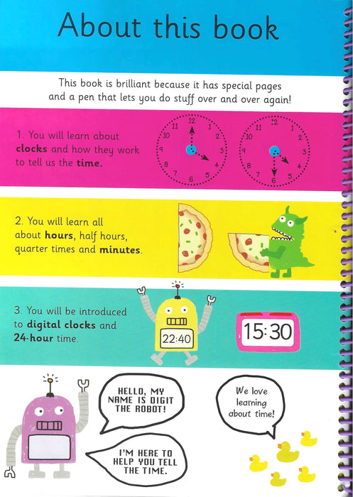 First Time Learning : My Big Wipe Clean - Time (Age 3+)