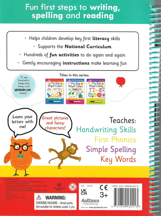 First Time Learning : My Big Wipe Clean - Letters (Age 3+)