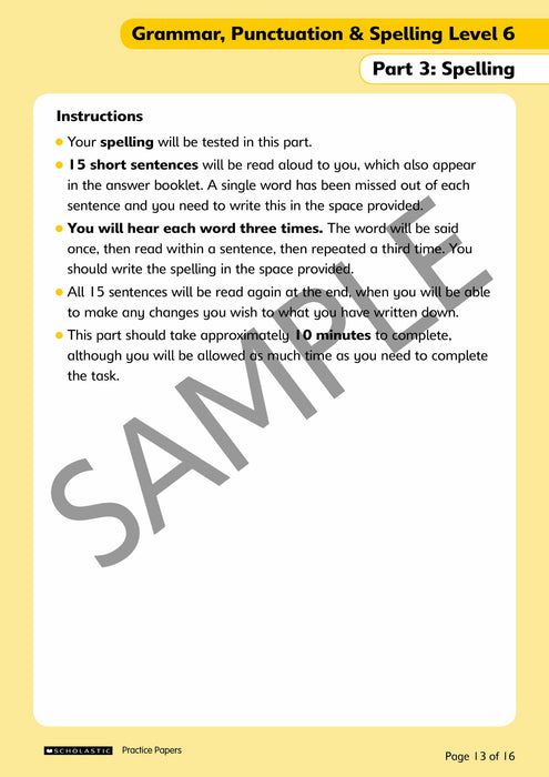 Practice Papers For Grammar, Punctuation & Spelling Level 6: Ages 10-11 (Set of 4)