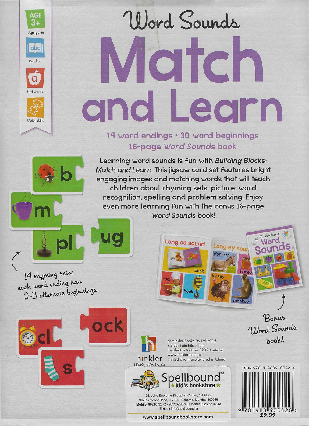 Word Sounds Match and Learn — Spellbound Kids Bookstore