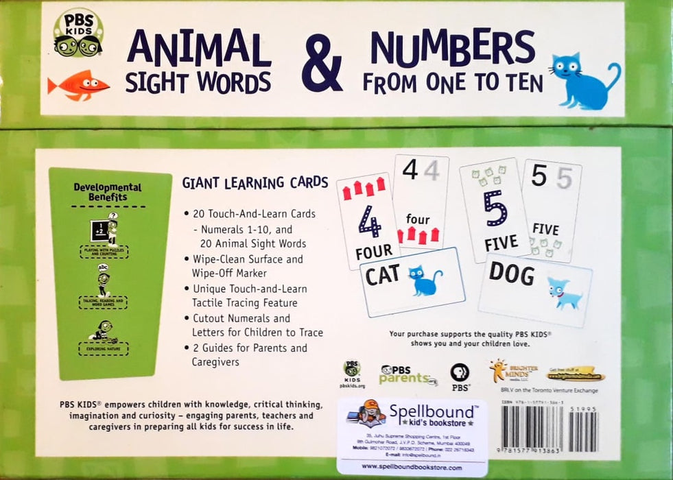 PBS Kids Touch & Learn Cards Animal Sight Words & Numbers